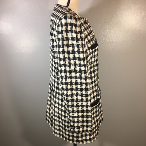 Vintage Union Made Liz Claiborne Wool Black & White Plaid Blazer Jacket Size 10 - Picture 6 of 16